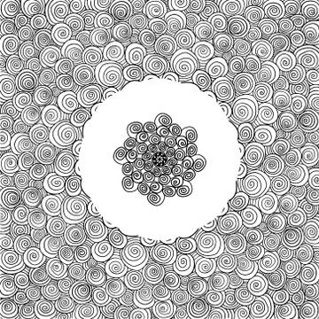 Pattern hand drawn doodles mandala. Dynamic contour repeating elements. Abstract Stock Illustration