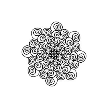 Pattern hand drawn doodles mandala. Dynamic contour repeating elements. Abstract Illustrazione stock