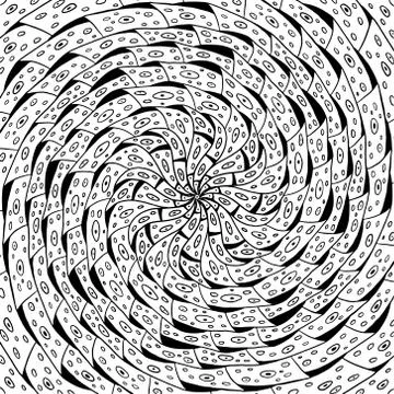 Pattern hand drawn doodles mandala. Dynamic contour repeating elements. Coloring Stock Illustration