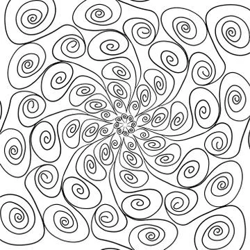 Pattern hand drawn doodles mandala. Dynamic contour repeating elements. Coloring Stock Illustration