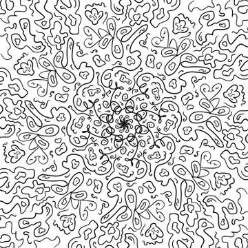 Pattern hand drawn doodles mandala. Dynamic contour repeating elements. Color Illustrazione stock