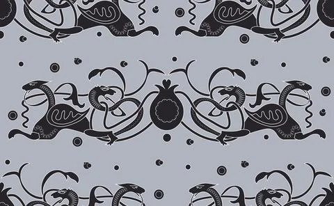 A pattern of hand-drawn elements of strange mysterious creatures, reminisce.. Stock Illustration