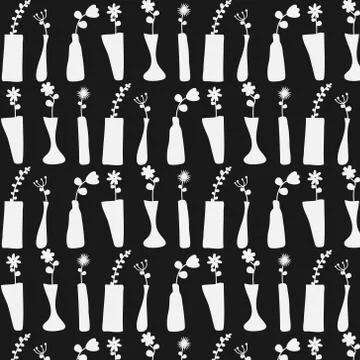 Pattern Hand Drawn Flower In The Vase. Stock Illustration