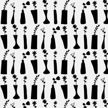 Pattern Hand Drawn Flower In The Vase. Stock Illustration