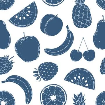 Pattern with hand drawn fruits Stock Illustration