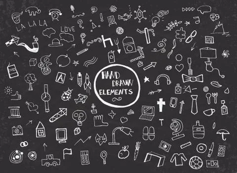 Pattern with Hand Drawn Icons and Elements Stock Illustration