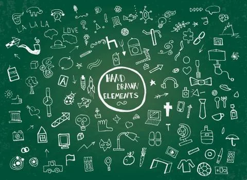 Pattern with Hand Drawn Icons and Elements. Stock Illustration