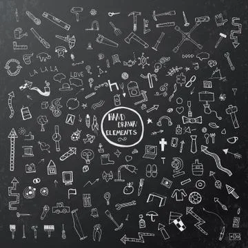 Pattern with Hand Drawn Icons and Elements Stock Illustration