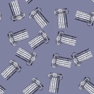 Pattern Hand drawn ionic column sketch with volutes and fluting, classical gr Stock Illustration