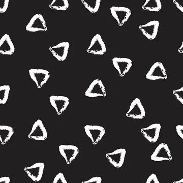 Pattern with Hand Drawn Irregular Triangles on a Black Background 스톡 일러스트