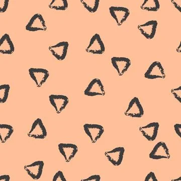 Pattern with Hand Drawn Irregular Triangles on Peach Fuzz Background 스톡 일러스트