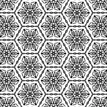 Pattern with hand drawn mandala with floral elements for coloring book Stock Illustration