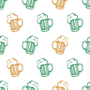 Pattern with hand-drawn mugs Illustrazione stock