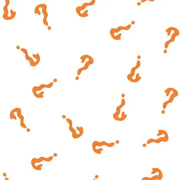 Pattern hand drawn orange question mark symbol on white background Stock Illustration