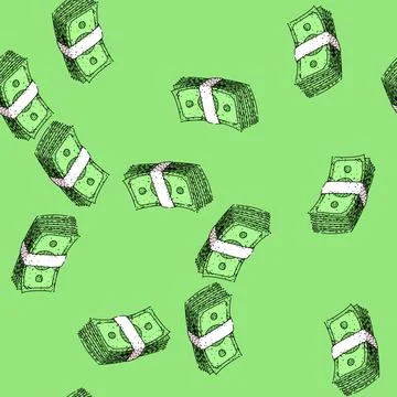 Pattern Hand drawn stack of money banknotes illustration Illustrazione stock