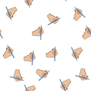 Pattern Hand holding pen writing drawing learning education Stock Illustration