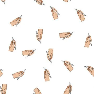 Pattern Hand holding pen writing or drawing Stock Illustration