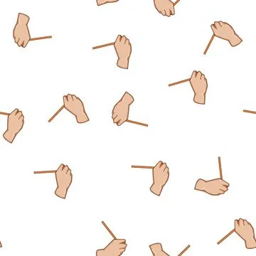 Pattern Hand holding pencil creating something new artwork Stock Illustration