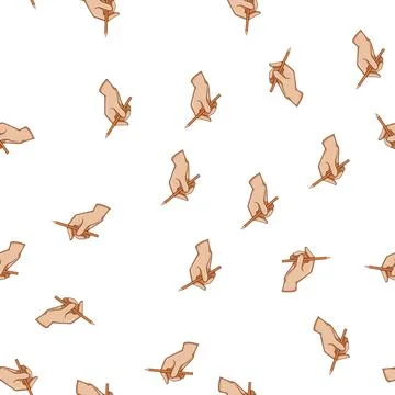 Pattern Hand holding pencil for writing and drawing Stock Illustration