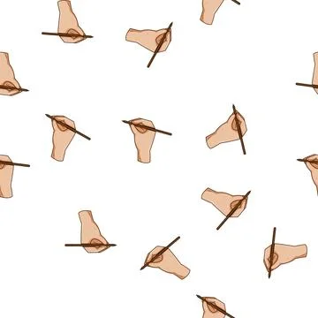 Pattern Hand holding stylus drawing writing creating Stock Illustration