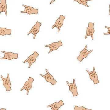 Pattern Hand making horns gesture celebrating rock music culture Stockillustratie