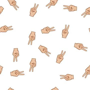 Pattern Hand making peace victory sign gesture Stock Illustration