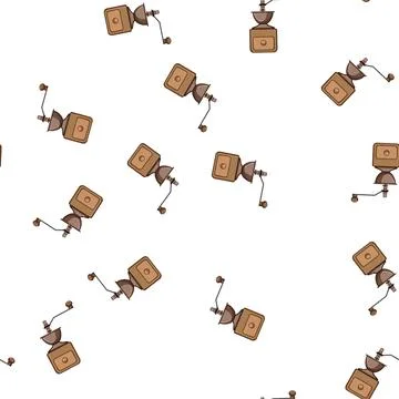 Pattern hand manual coffee grinder cartoon vector Stock Illustration