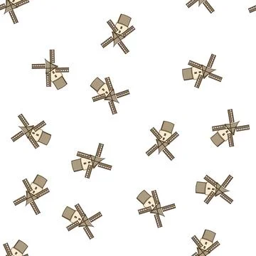 Pattern hand mill farm cartoon vector Stock Illustration