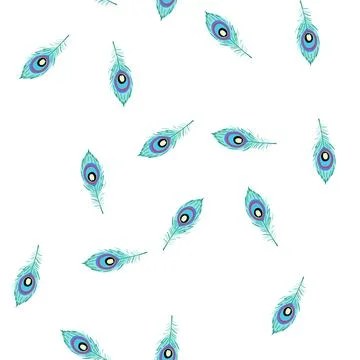 Pattern hand peacock feather cartoon vector Stockillustratie