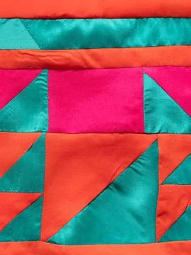 Pattern on hand-sewn patchwork cloth 写真素材