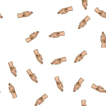 Pattern Hand with traditional body art on white background Stock Illustration