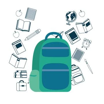 Pattern of handbag school isolated icon 스톡 일러스트