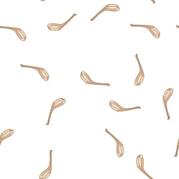 Pattern handle ceramic soup spoon cartoon vector Illustration