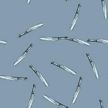 Pattern handle knife engraved silver sketch hand drawn Stock Illustration