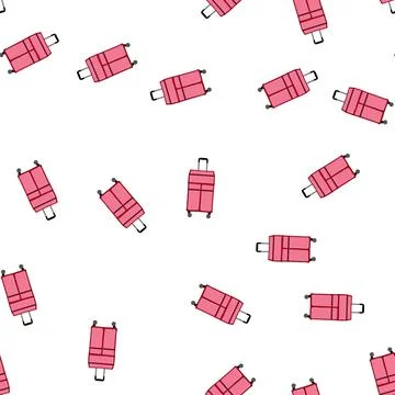 Pattern handle soft shell suitcase cartoon vector イラスト素材