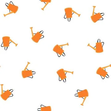 Pattern handle watering can metal cartoon vector Illustration