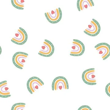 Pattern handmade baby boho rainbow cartoon vector イラスト素材