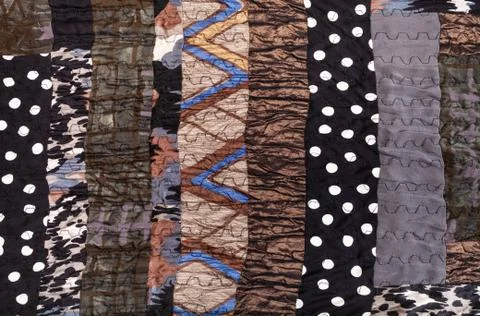 Pattern of handmade brown patchwork scarf Stock Photos