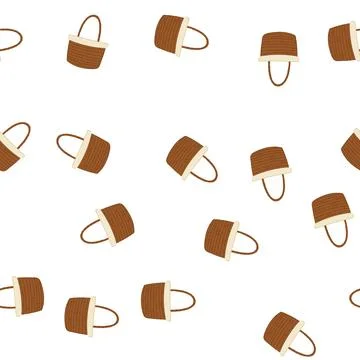 Pattern handmade wicker basket cartoon vector Stock Illustration