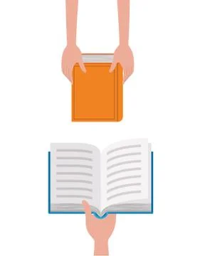 Pattern of hands with books in white background 스톡 일러스트