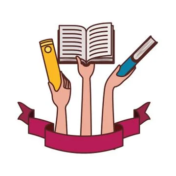 Pattern of hands with books in white background 스톡 일러스트