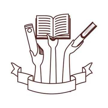 Pattern of hands with books in white background 스톡 일러스트