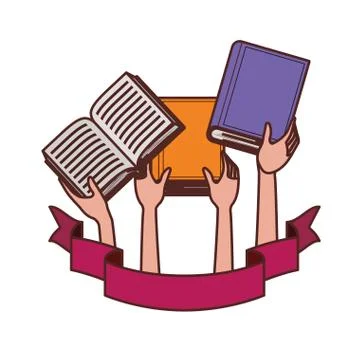 Pattern of hands with books in white background 스톡 일러스트