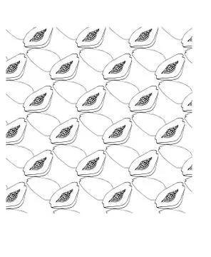 Pattern hands drawing art line papaya line on white background sketch Stock Illustration