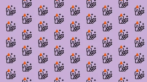 Pattern of Hands Holding Candles on a Lilac Background. Stock Footage 325381140