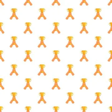Pattern of hands holding gold winner trophies Stock Illustration