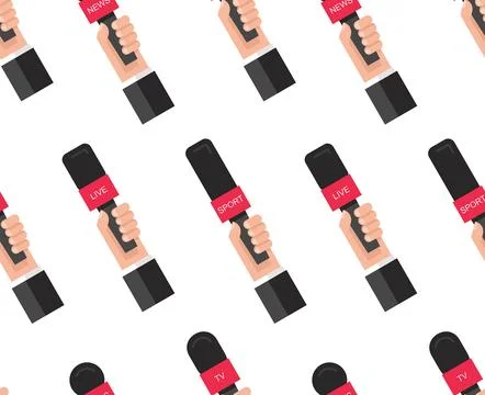 Pattern with hands holding microphones Stock Illustration