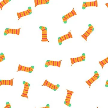 Pattern hanging christmas sock cartoon vector 스톡 일러스트