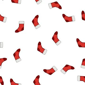 Pattern hanging christmas sock cartoon vector 스톡 일러스트