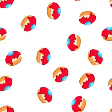 Pattern hanukkah doughnut with red icing celebrating jewish holiday Stock Illustration